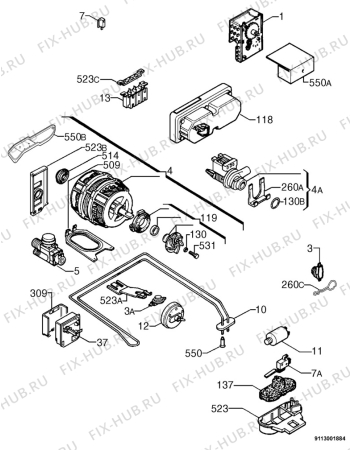 Взрыв-схема посудомоечной машины Brandt DSX0510 - Схема узла Electrical equipment 268